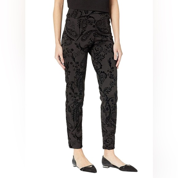 Krazy Larry Pants - Krazy Larry Pull-On Ankle Pants - Black Flocked Size 8 NWOT